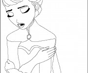 Coloriage Elsa entrain de chanter