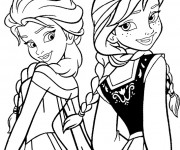 Coloriage et dessins gratuit Elsa et Anna à imprimer