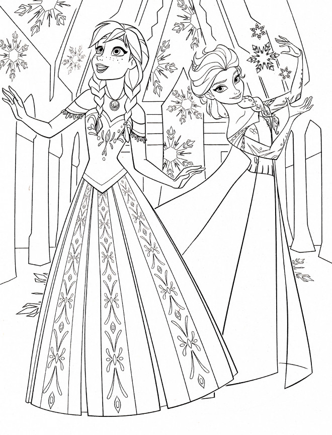  Coloriage  Elsa  et  Anna   imprimer gratuit