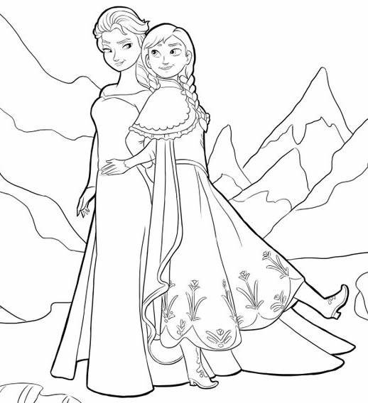 Coloriage Princesse Disney Elsa Et Anna La Reine Des Neiges Dessin Princesse  Disney à imprimer