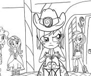 Coloriage et dessins gratuit Applejack avec les personnages de Equestria Girls à imprimer
