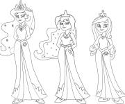 Coloriage Celestia, Luna et Cadence d'Equestria Girls