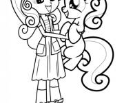 Coloriage Fille de Equestria Girls avec son poney