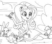 Coloriage La gentillesse de Fluttershy avec les animaux