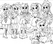 Coloriage Les copines Rainbow Dash, Fluttershy, Rarity, Pinkie Pie, Appleja