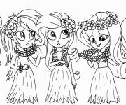 Coloriage Les fille de Equestria pendant la f&ecirc;te hawa&iuml;enne