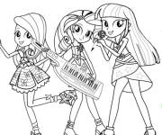 Coloriage Les filles de Equestria en chantant