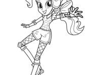 Coloriage Pinki fait du patin a roulettes