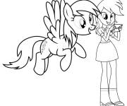 Coloriage Rainbow avec son poney lisent une lettre