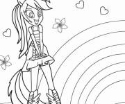 Coloriage Rainbow Dash joyeuse avec des fleurs