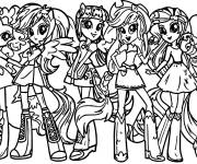 Coloriage Toutes les copines  de Equestria girls dans une image