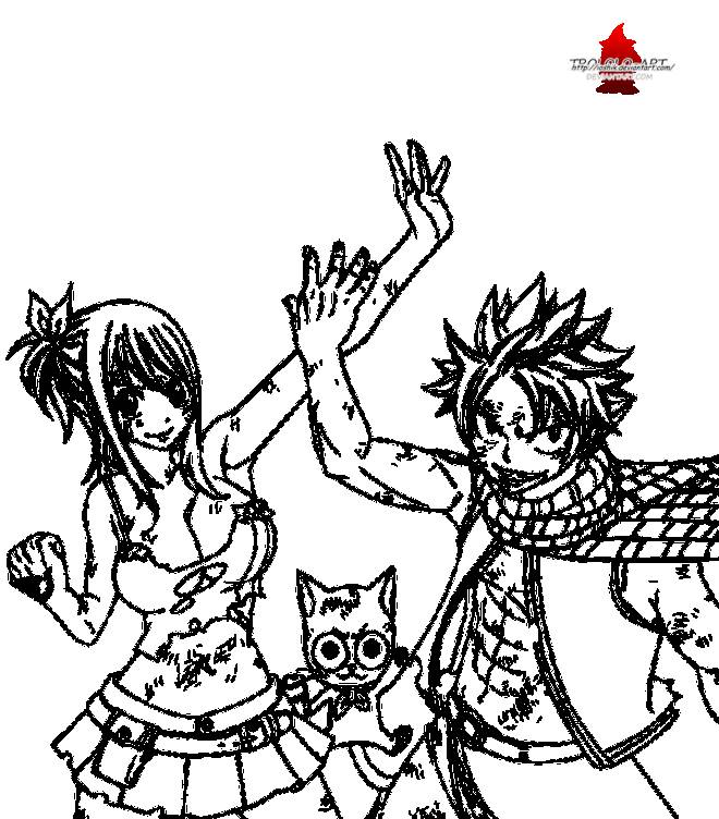 Coloriage et dessins gratuits Fairy Tail Lucy et Natsu  à imprimer