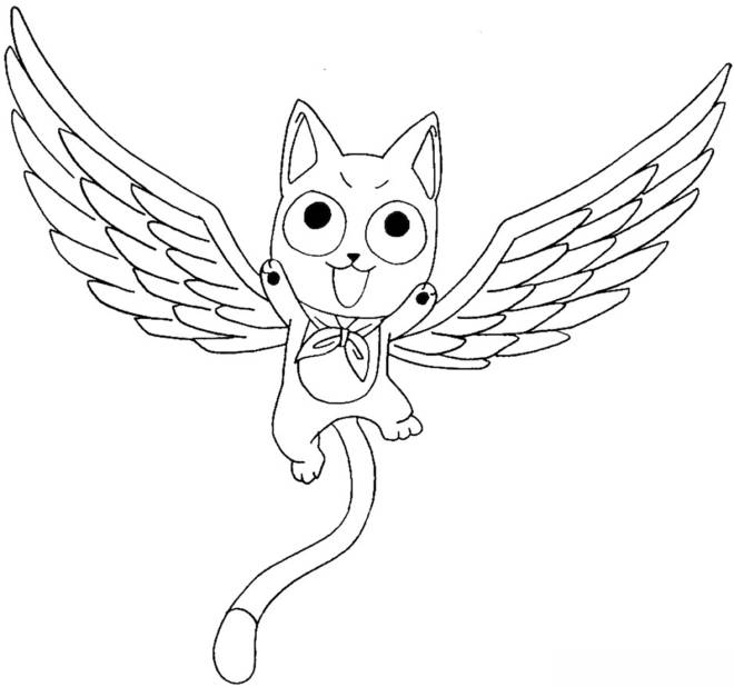 Coloriage et dessins gratuits Happy Fairy Tail avec des ailes à imprimer