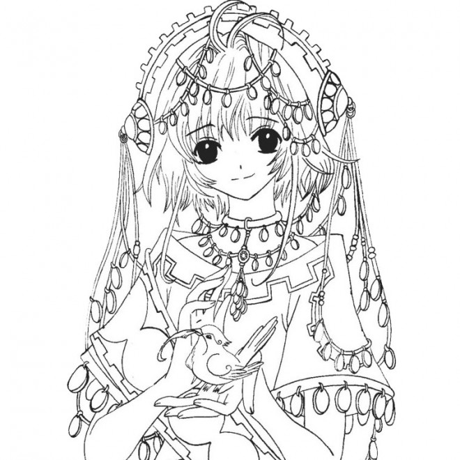 Coloriage Fille Manga En Noir Et Blanc Dessin Gratuit à Imprimer