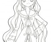 Coloriage Fille Manga en robe