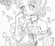 Coloriage Fille Manga facile