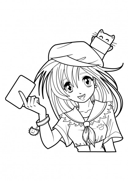 Coloriage Fille Manga Pour Enfant Dessin Gratuit à Imprimer