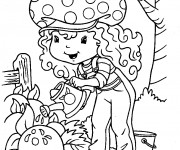 Coloriage Fraisinette arrose ses fraises