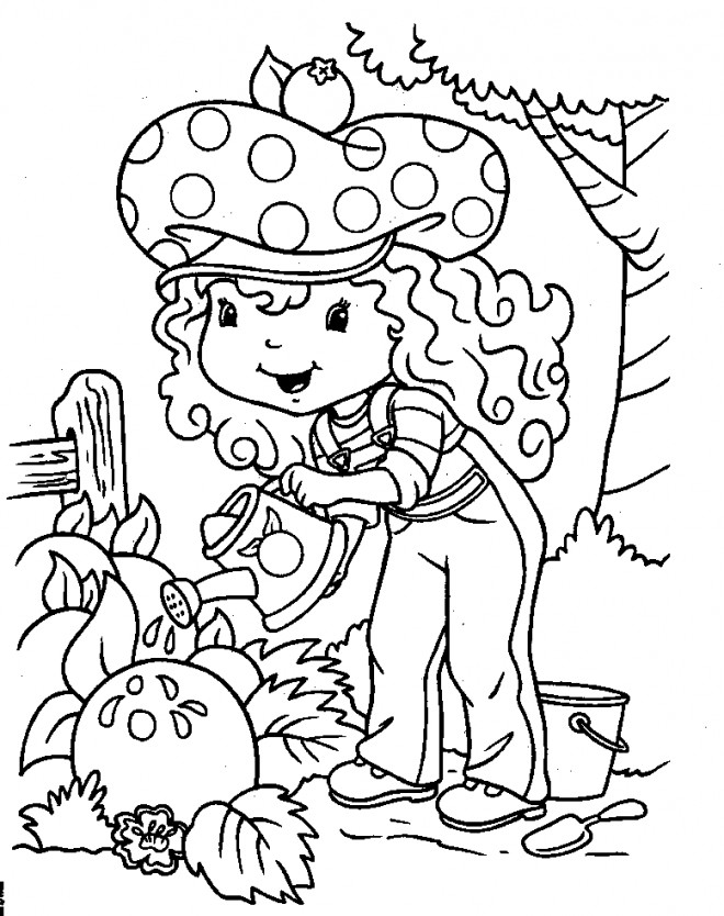 Coloriage et dessins gratuits Fraisinette arrose ses fraises à imprimer