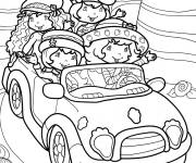 Coloriage Fraisinette avec ses amies en voiture