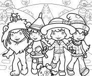 Coloriage Fraisinette avec ses amies sur la route