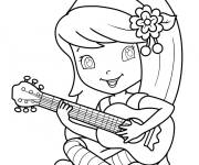 Coloriage Fraisinette-B&ecirc;tise joue au guitare