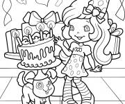 Coloriage Fraisinette c&eacute;l&egrave;bre l'anniversaire