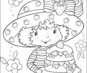Coloriage Fraisinette cuisina un gateau de fraise