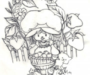 Coloriage Fraisinette dans son jardin