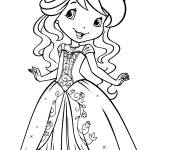 Coloriage Fraisinette en robe de princesse