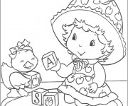 Coloriage Fraisinette  entrain de jouer