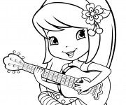 Coloriage Fraisinette joue de la guitare