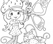 Coloriage Fraisinette parle avec un papillon