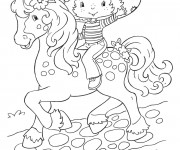 Coloriage et dessins gratuit Fraisinette sur son cheval gratuit à imprimer