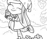 Coloriage Frasinette tenant un petit g&acirc;teau