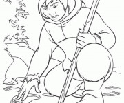 Coloriage Kenai L'indien dans La forêt