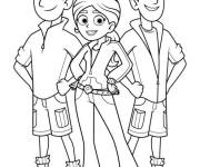 Coloriage Aviva avec ces amis Chris et Martin