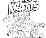 Coloriage Avivia, Chris et Martin parmi les animaux