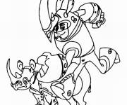 Coloriage Chris avec un rhinoc&eacute;ros