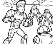 Coloriage Chris batte les robots
