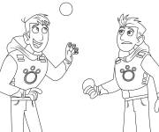 Coloriage Chris et Martin Kratt en tenu d'astronaute