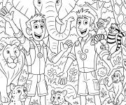 Coloriage Chris et Martin parmi les animaux