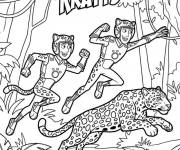 Coloriage Chris et Martin saute avec Jaguar