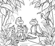 Coloriage Chris Kratt parmi les animaux