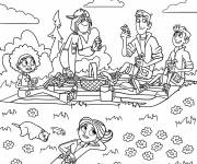 Coloriage Chris , Martin Kratt, Jimmy Z et leurs amis en pique-niquer