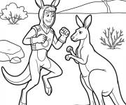 Coloriage Chris s'amuse avec le kangourou