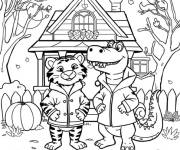 Coloriage Crocodile et Tigre de Fr&egrave;res Kratt
