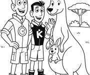 Coloriage Fr&egrave;res Kratt avec la famille de kangourou