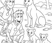 Coloriage Fr&egrave;res Kratt avec la famille des lions