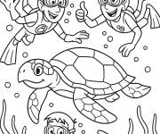 Coloriage Fr&egrave;res Kratt avec la tortue de mer